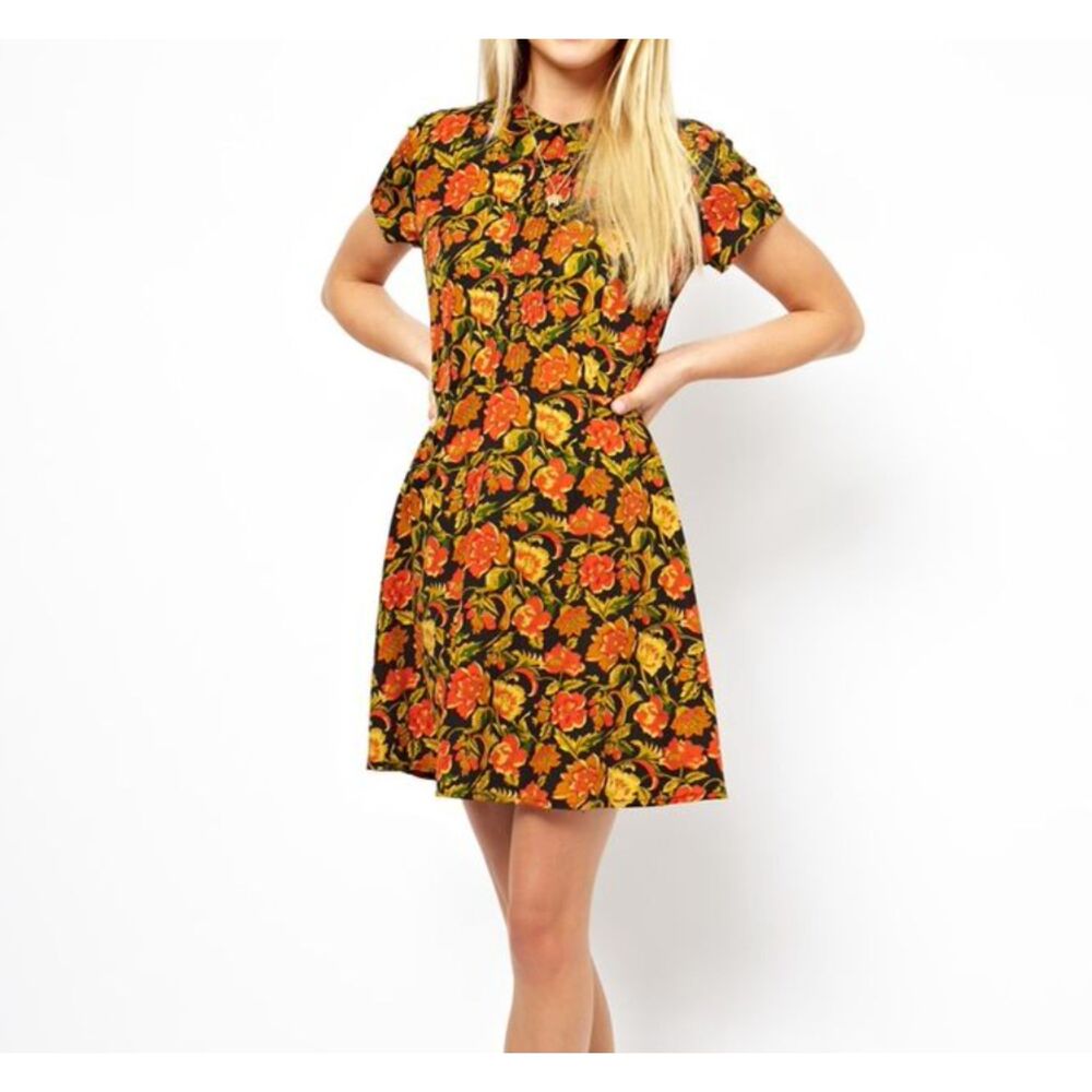 ASOS Floral Skater Mini Dress‎ Sz 6
